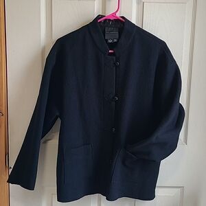 Mary Deangelis 100% Pure Wool Made in England Black Jacket Shacket Blazer- Small
